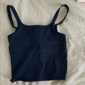 Navy Blue Ribbed Women's Tank Top